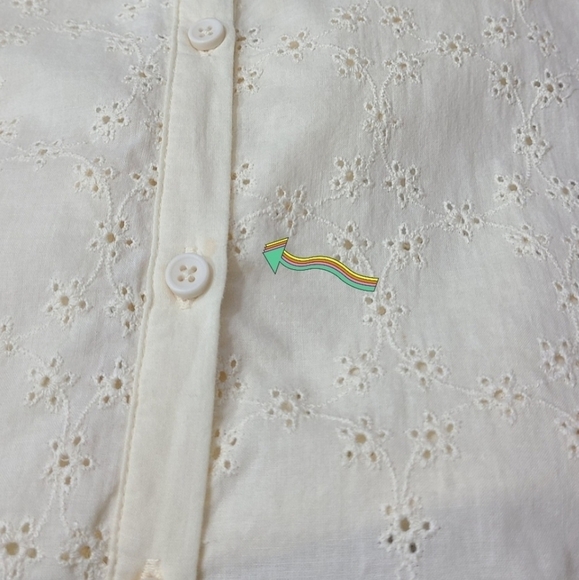 FREE PEOPLE Stars Align Long Sleeve Button Down Cotton Eyelet Top Size M - Picture 16 of 16